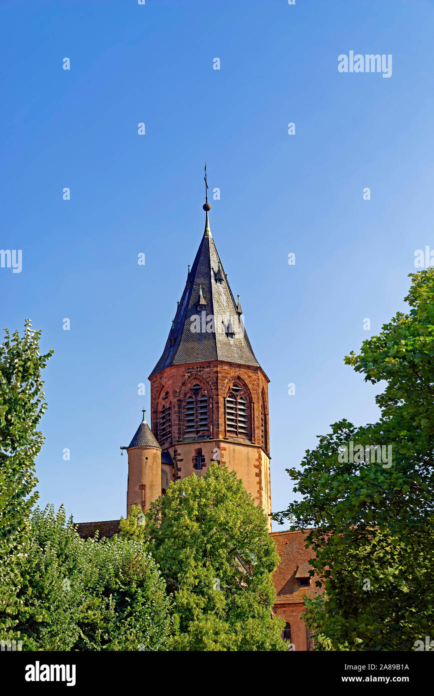 Kirche, Église Saint-Georges, Kirchturm Stockfoto