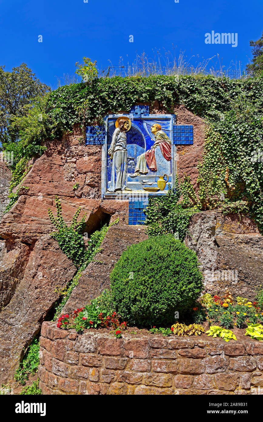 Felsen, Keramikbild, Kreuzweg, Le Chemin de Croix Stockfoto