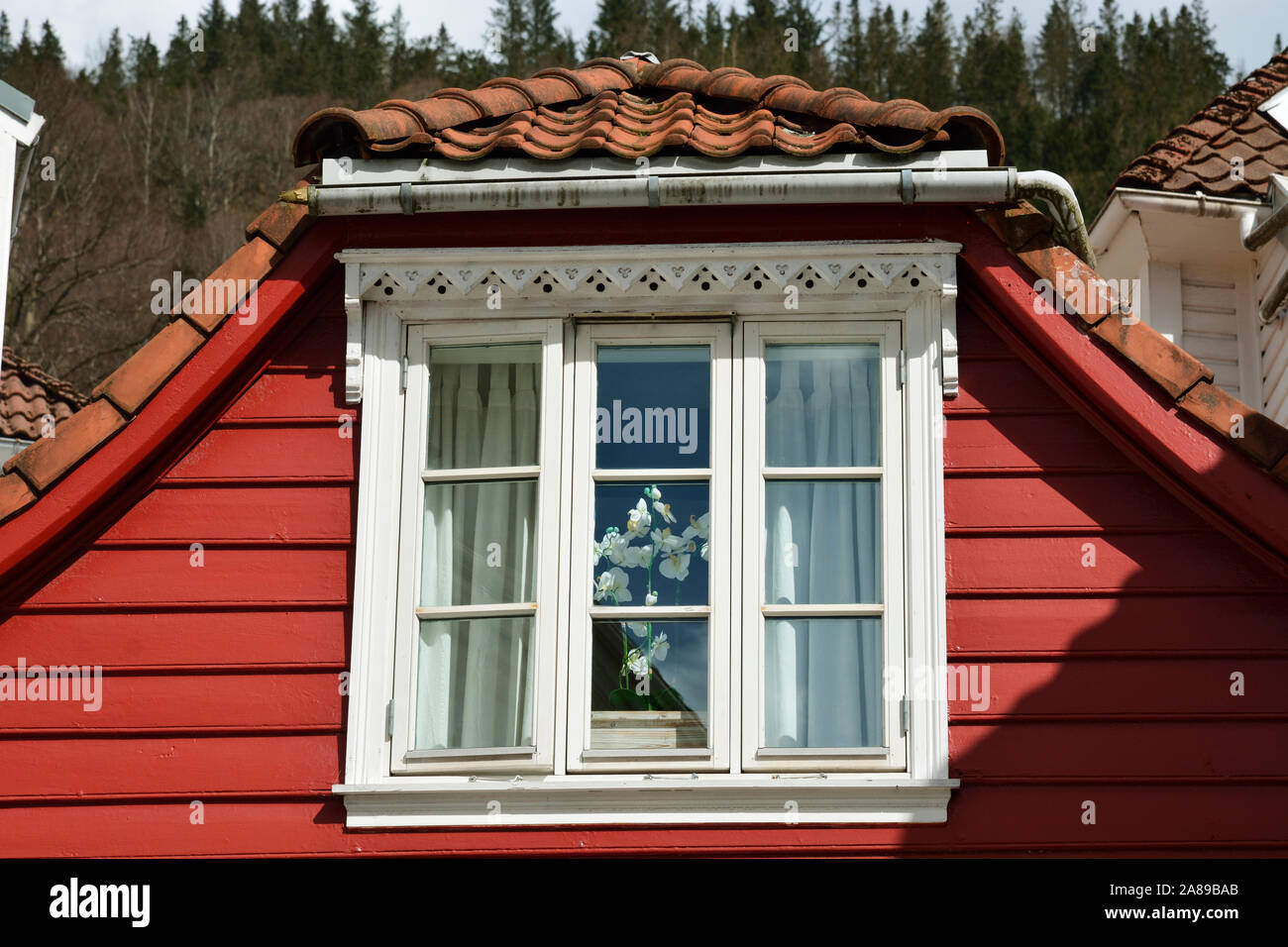 Holzhäuser in Bergens Altstadt. Bergen, Norwegen Stockfoto