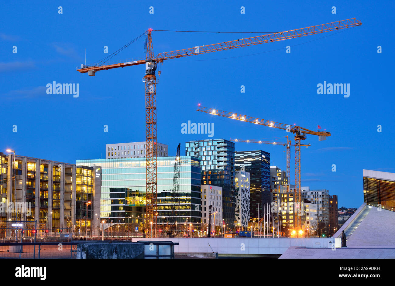 Der Barcode ist ein Abschnitt der Bjørvika Bezirk am ehemaligen Dock und gewerblichen Grundstücken im Zentrum von Oslo. Norwegen Stockfoto