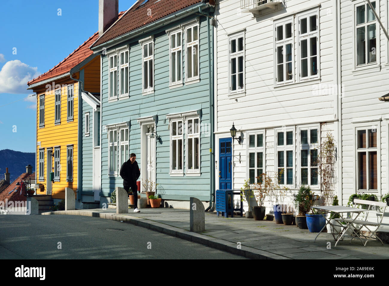 Holzhäuser in Bergens Altstadt. Bergen, Norwegen Stockfoto
