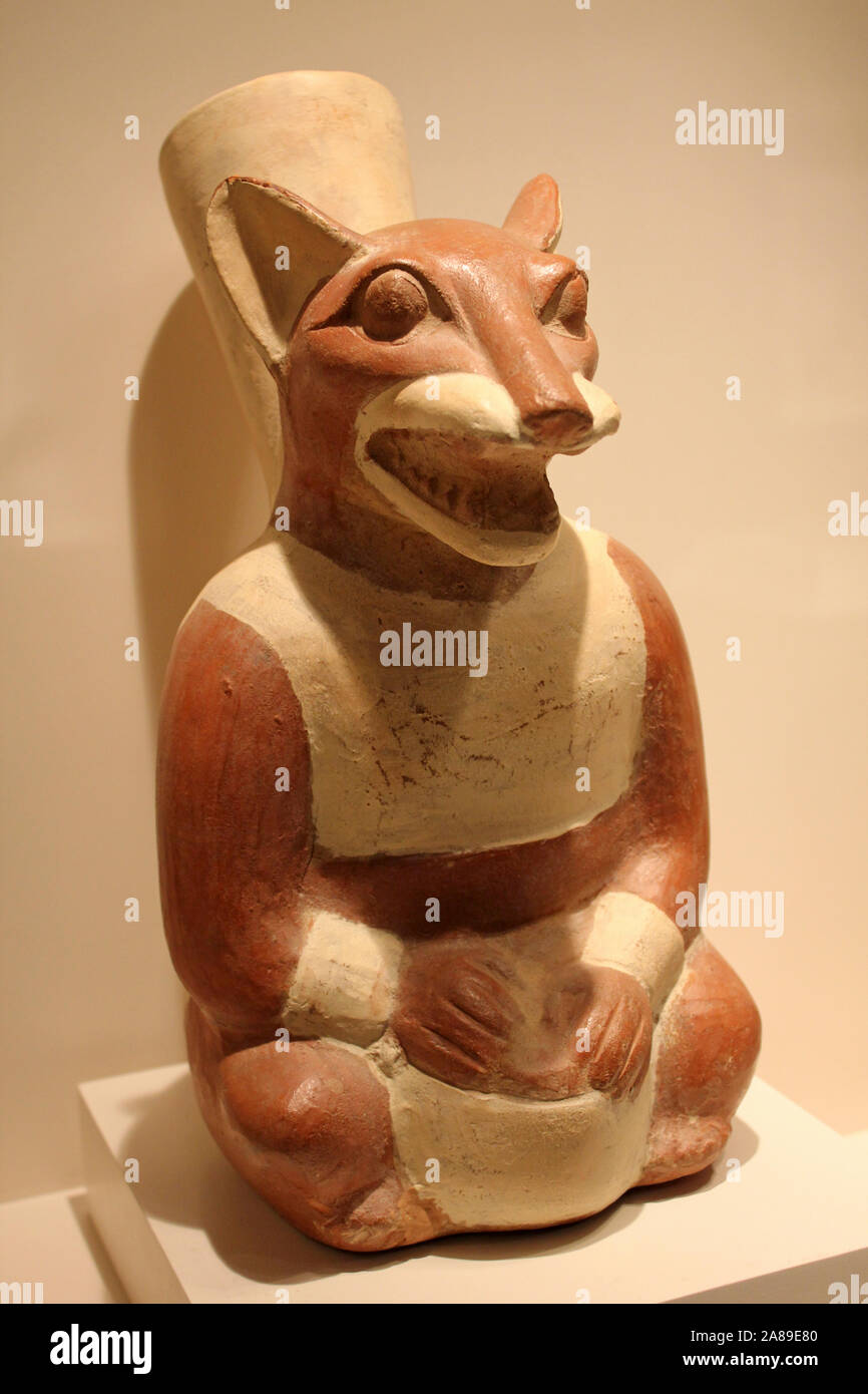 Moche Keramik Fox Jar Mochica-klassischen Periode 1-800-DC Stockfoto