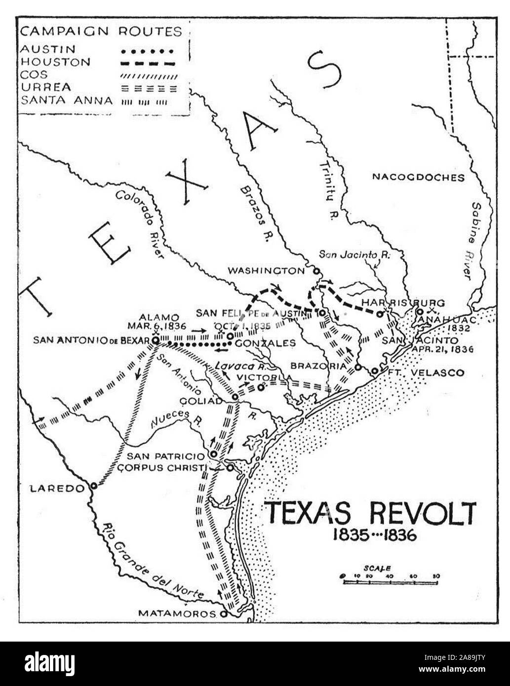 Die Kampagnen der Texian Armee während der texanischen Revolution Stockfoto