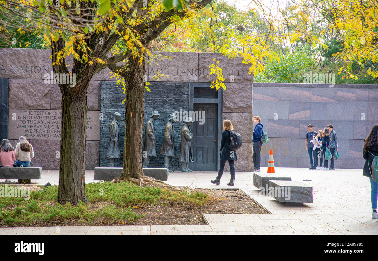An der Franklin Delano Roosevelt Memorial, am Tidal Basin, Washington, DC. Stockfoto
