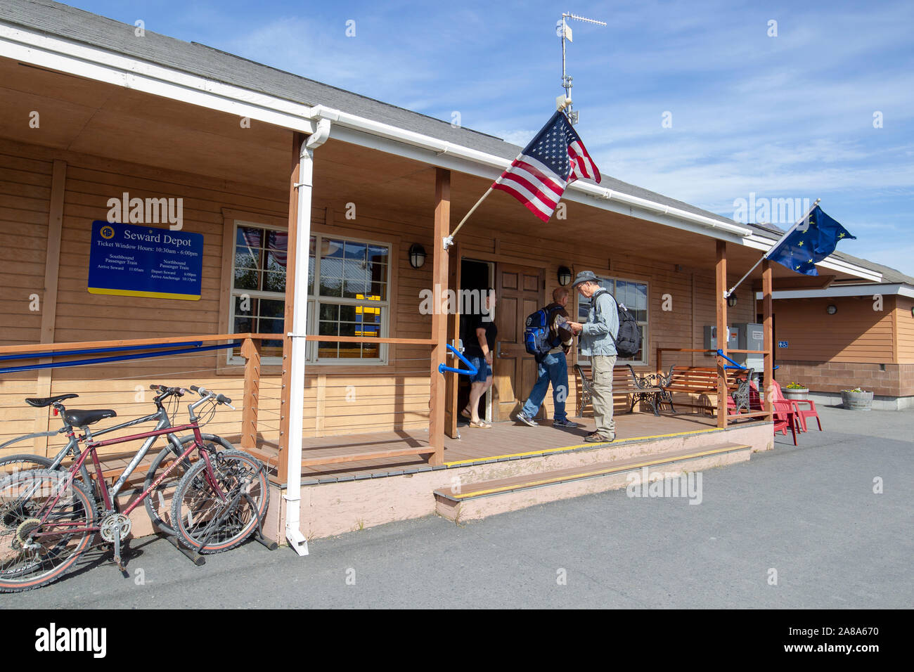 Seward ist eine Stadt in Alaska, United States. Auf Auferstehung Bay befindet sich auf der Kenai Halbinsel. Stockfoto