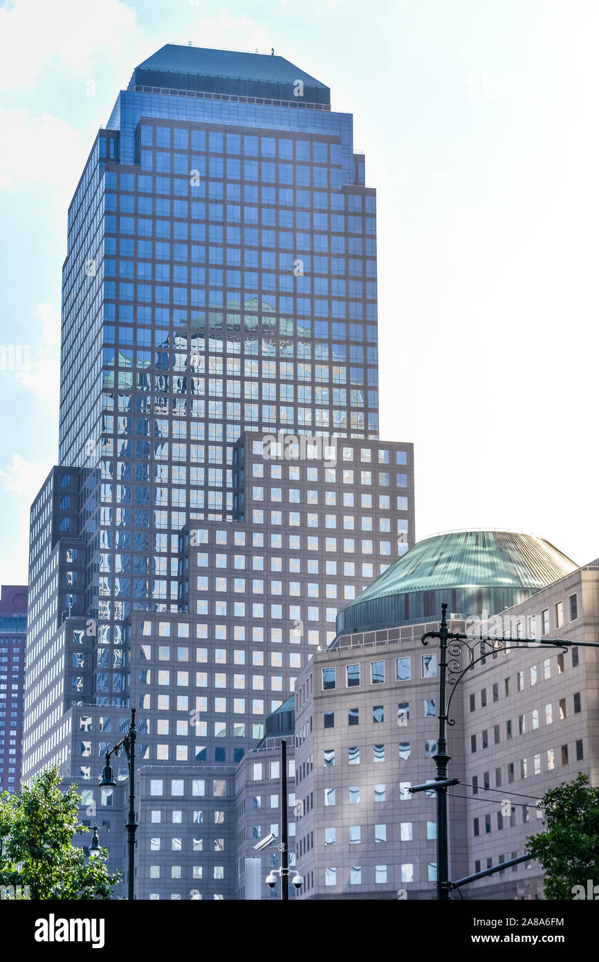 Manhattan Financial District Gebäude an einem sonnigen Tag. Architektur und Konzepte. Manhattan, New York City, USA. Stockfoto