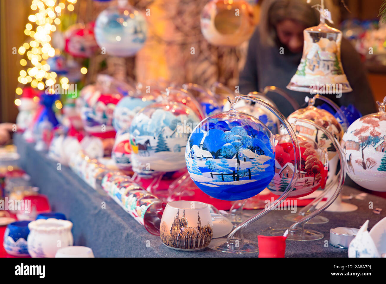 Weihnachten Geschenk und Dekoration Stände in Köln Weihnachtsmarkt 2018 Stockfoto