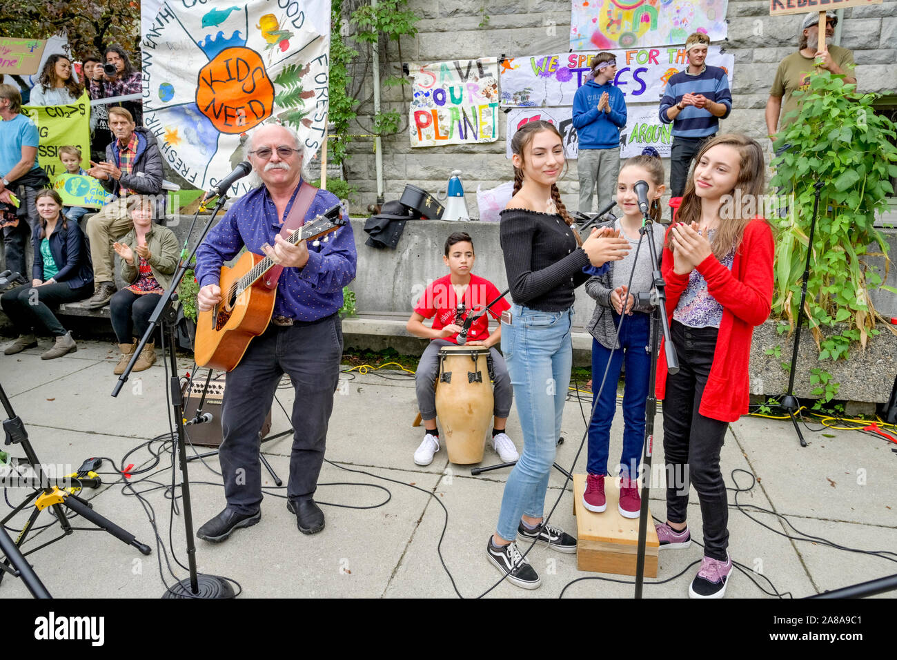 Freitags für Zukunft, Student led Klima Streik, Nelson, British Columbia, Kanada Stockfoto