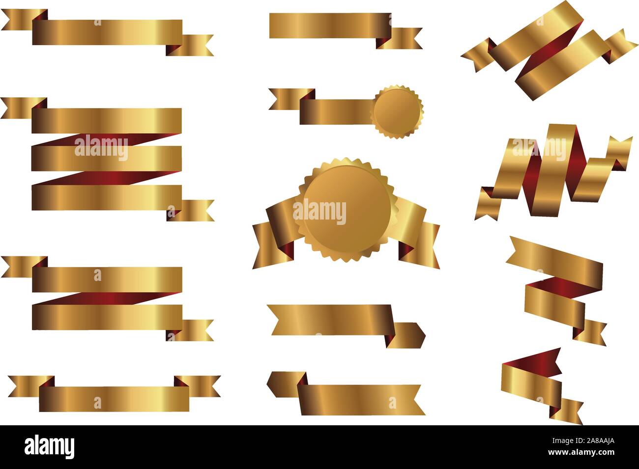 Satz von Outline goldene Bänder und grafische Elemente. Vector Illustration Stock Vektor