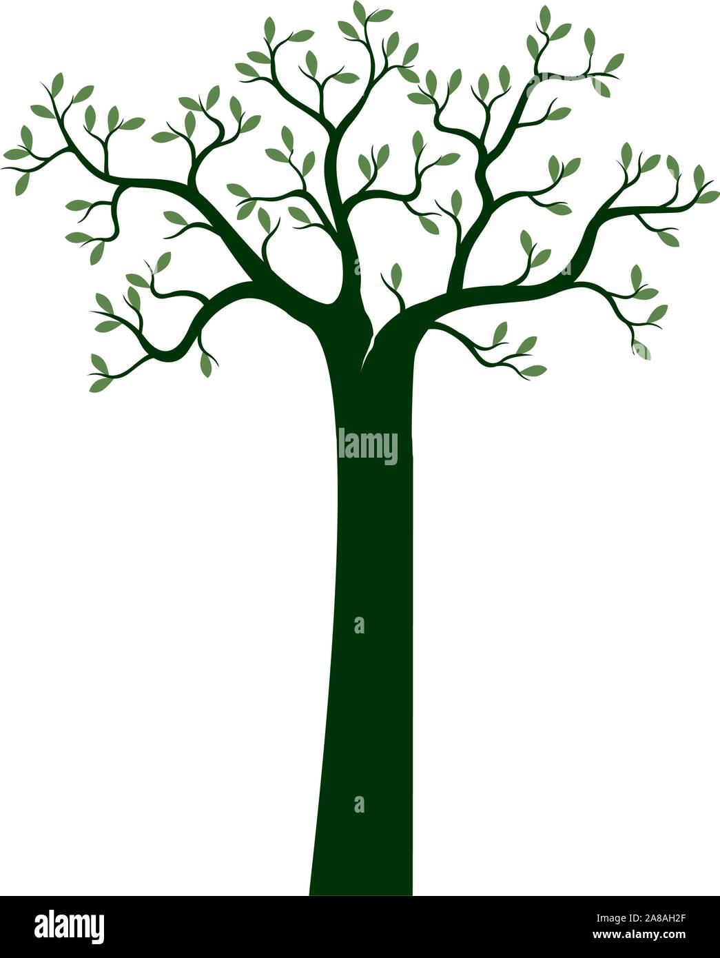 Grün Isoliert Baum auf weißem Hintergrund. Vector Illustration und Konzept. Pflanze im Garten. Stock Vektor