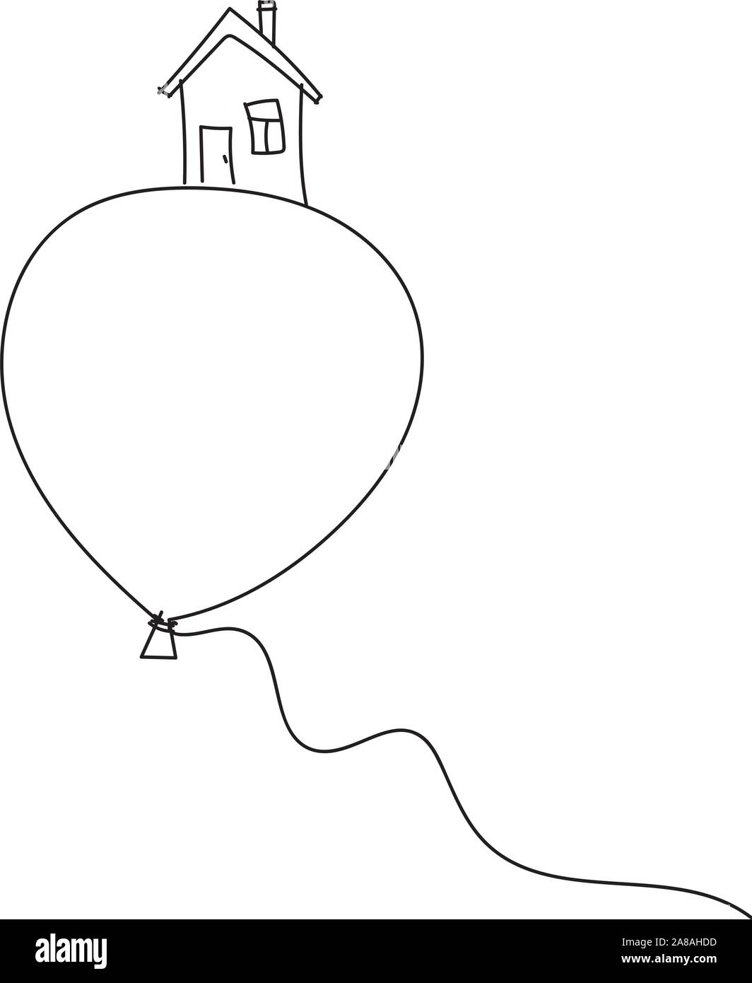 Traumhaus bauen auf Heißluftballon Stock Vektor