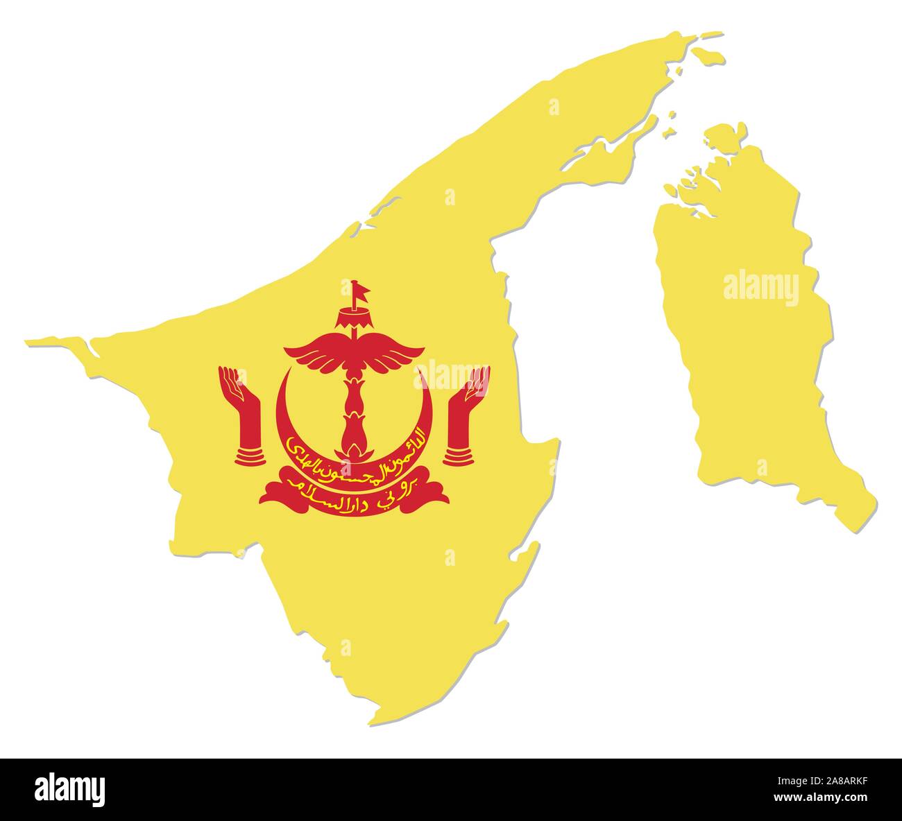 Einfache Karte von asiatischen Staat Brunei Darussalam mit Wappen Stock Vektor