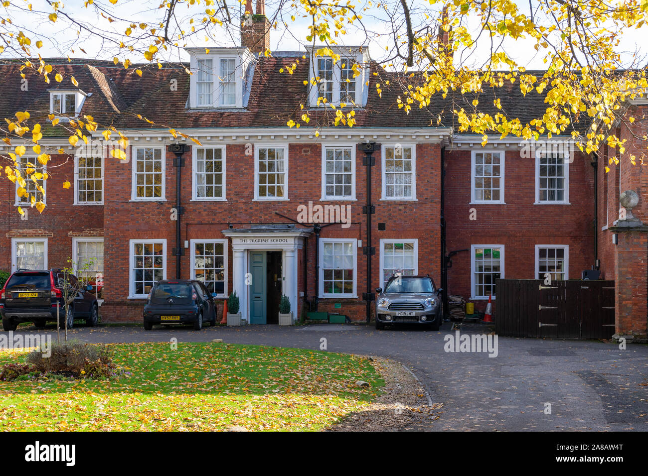 Das Äußere der Pilger Schule in Winchester, Hampshire, UK Stockfoto