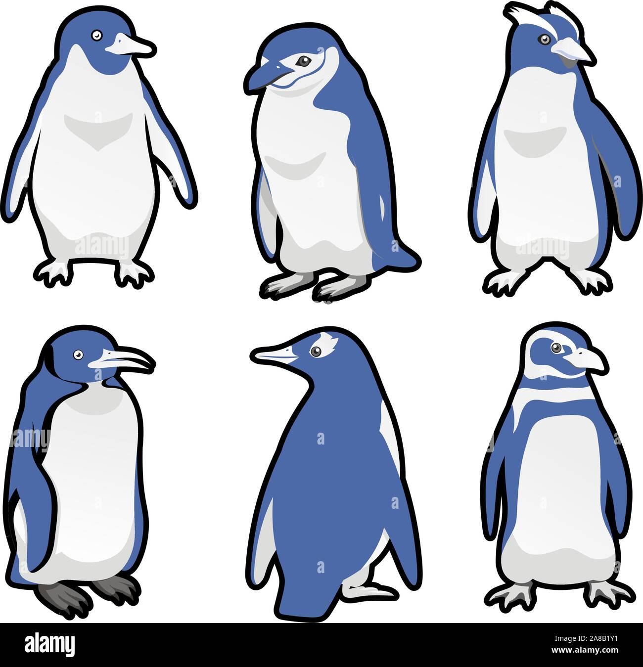 Ständigen Pinguin Set Vektor-Illustration. Stock Vektor