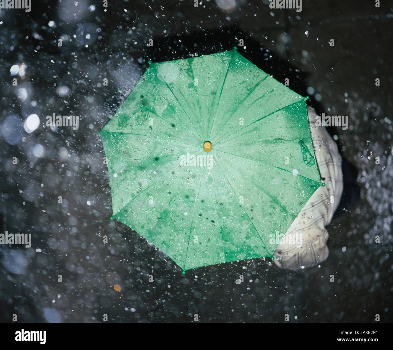 Hohe Betrachtungswinkel und einer Person, die unter einem Sonnenschirm stehen, Deutschland Stockfoto