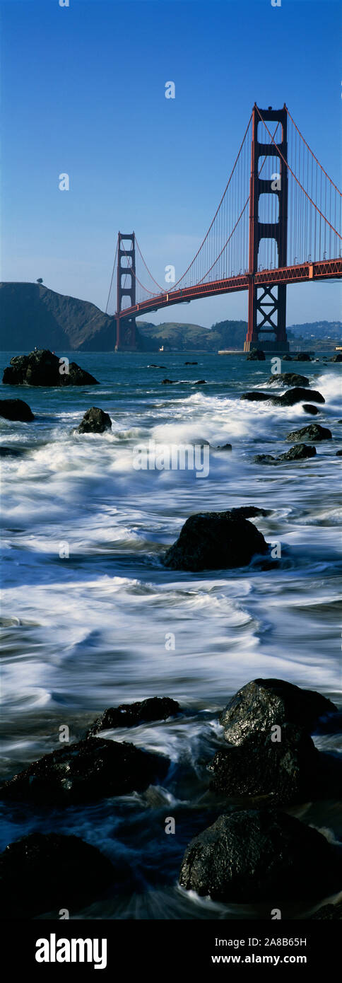 Brücke über das Meer, Golden Gate Bridge, Baker Beach, San Francisco, Kalifornien, USA Stockfoto