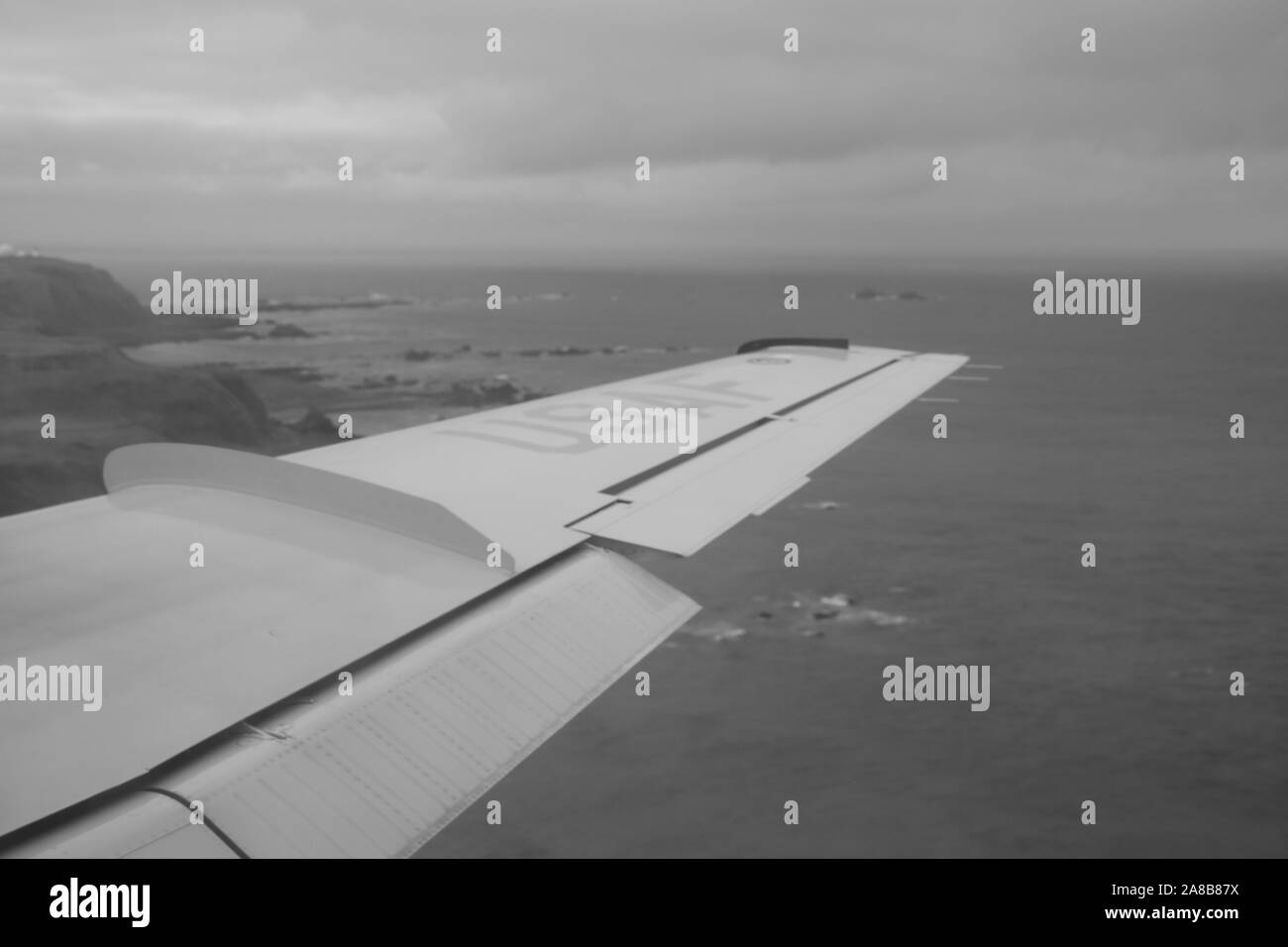 Endgültige Annäherung an eine Landebahn auf Island Stockfoto