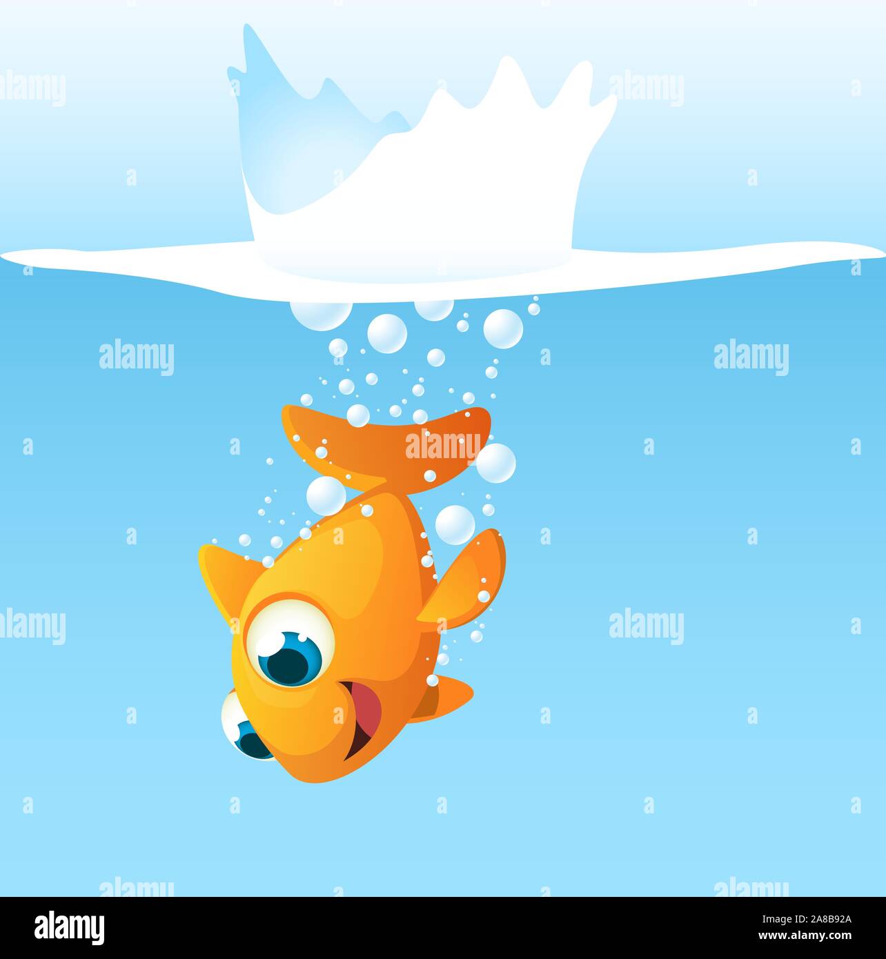 Goldfisch tauchen ins Wasser Karikatur Vector Illustration Stock Vektor