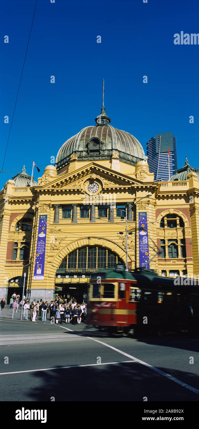 Fassade eines Bahnhof, Bahnhof Flinders Street, Melbourne, Victoria, Australien Stockfoto