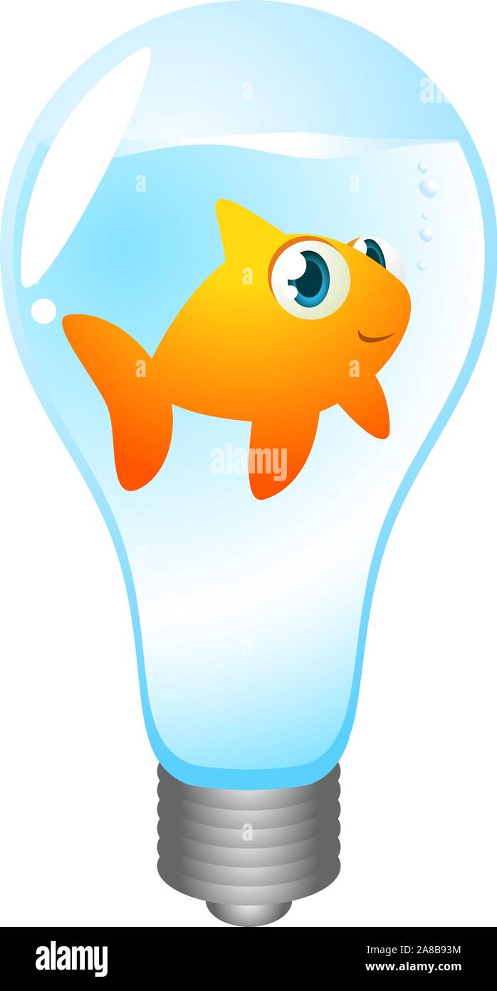 Goldfisch im Inneren eine Glühbirne Stock Vektor