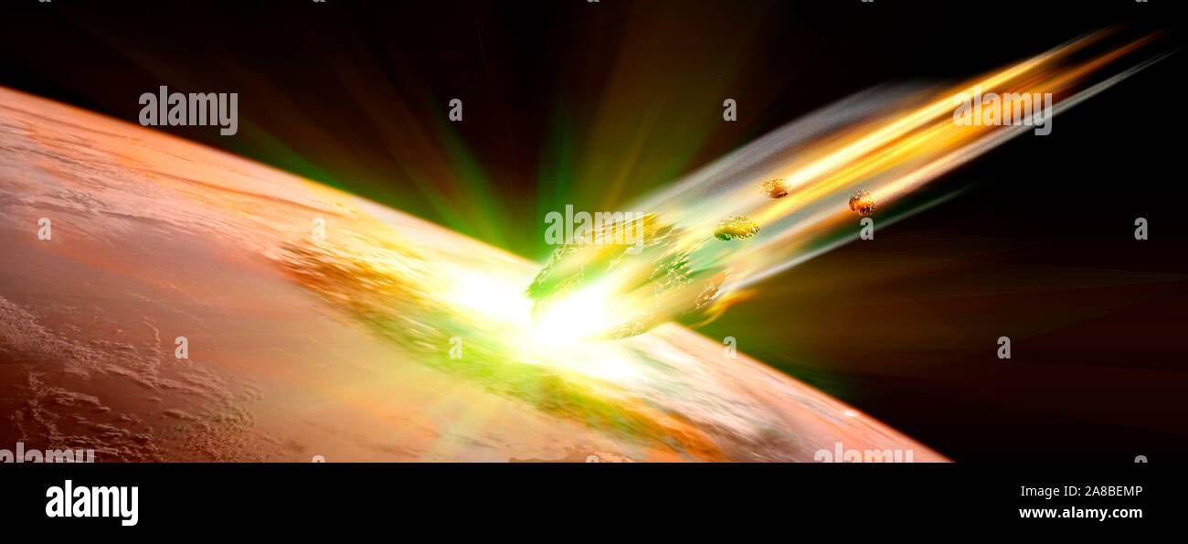 Komet mit der Erde kollidiert Stockfoto