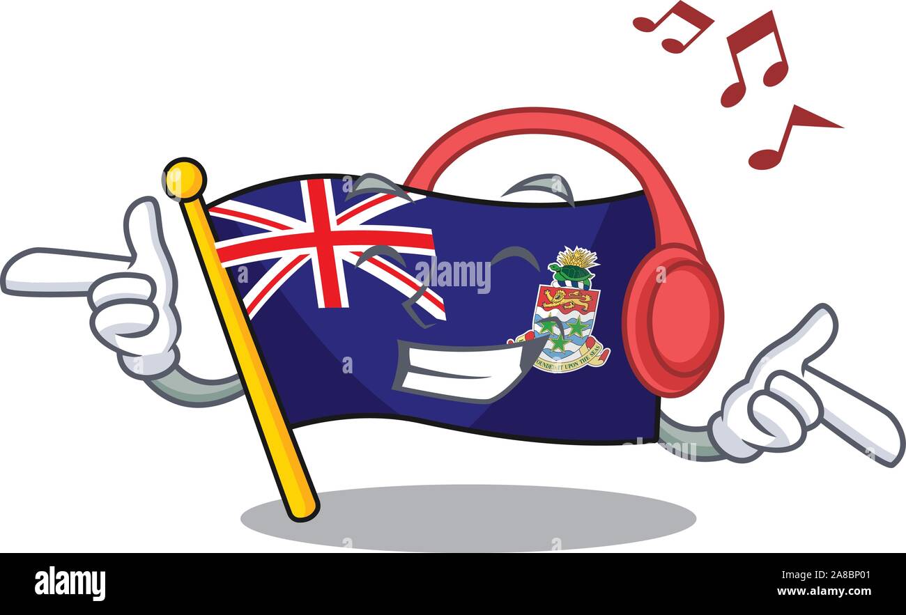 Flagge Cayman Inseln in zeichenform Musik hören Stock Vektor Flagge Cayman Inseln in zeichenform Musik hören Stock Vektor