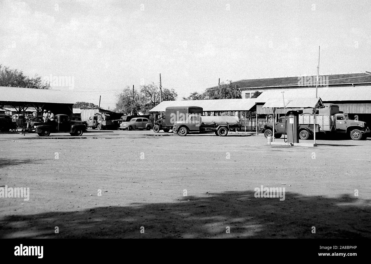 Dieses historische Bild, das 1954 aufgenommen wurde, zeigt Mückenspray Ausstattung, die in Laredo, Texas verwendet wurde. Stockfoto