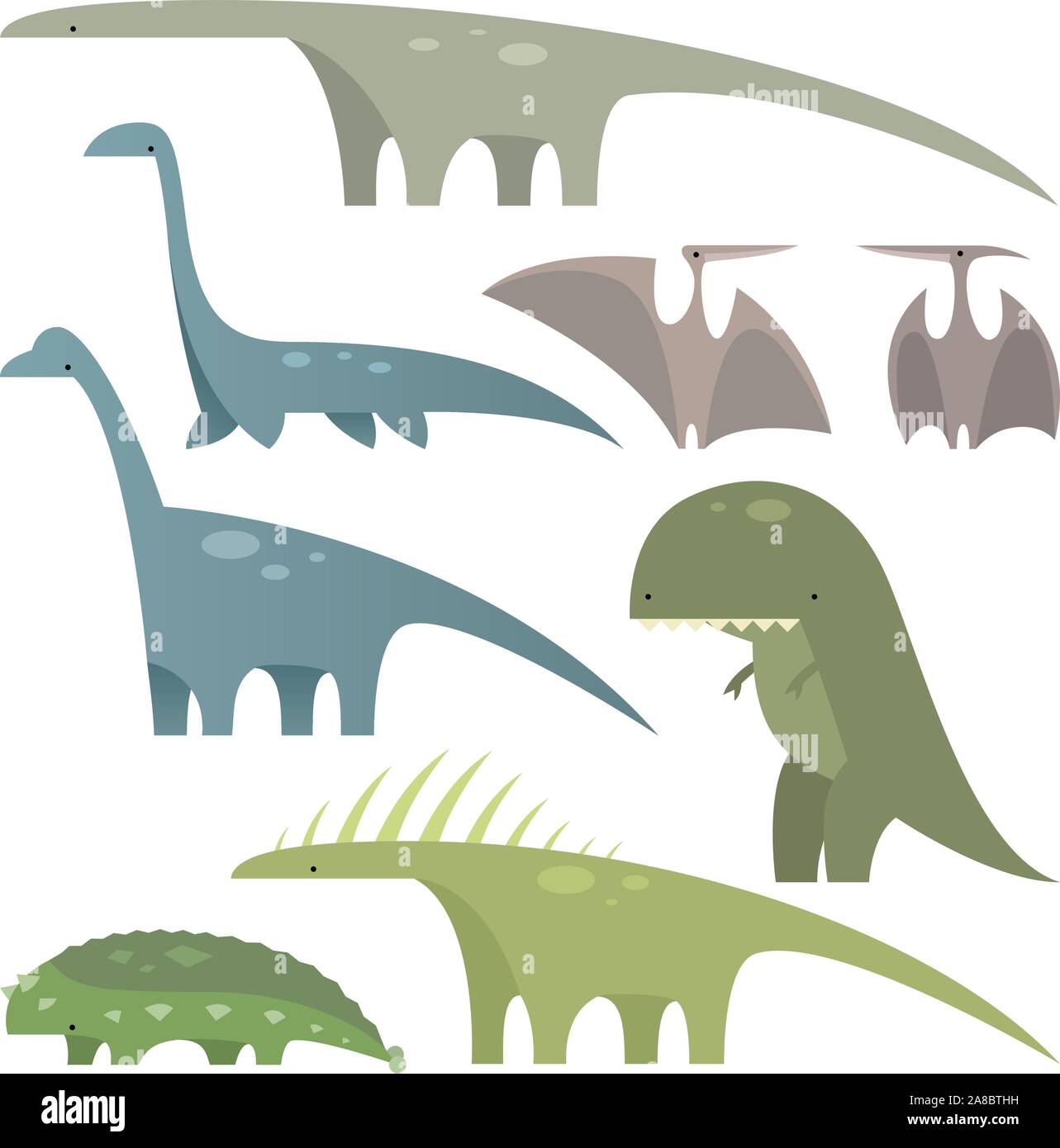 Prähistorischen ära Jura Dinosaurier Set 1, mit acht verschiedenen Dinosaurier in verschiedenen Größen und Formen Vector Illustration. Stock Vektor