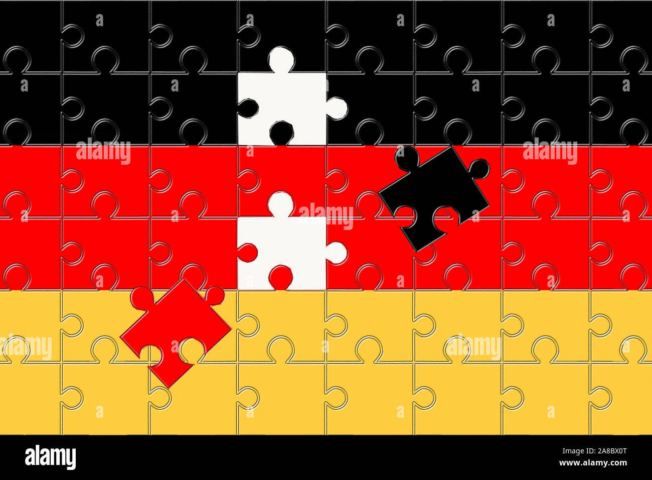 Die deutsche Fahne, Puzzle, Puzzleteile, Stockfoto