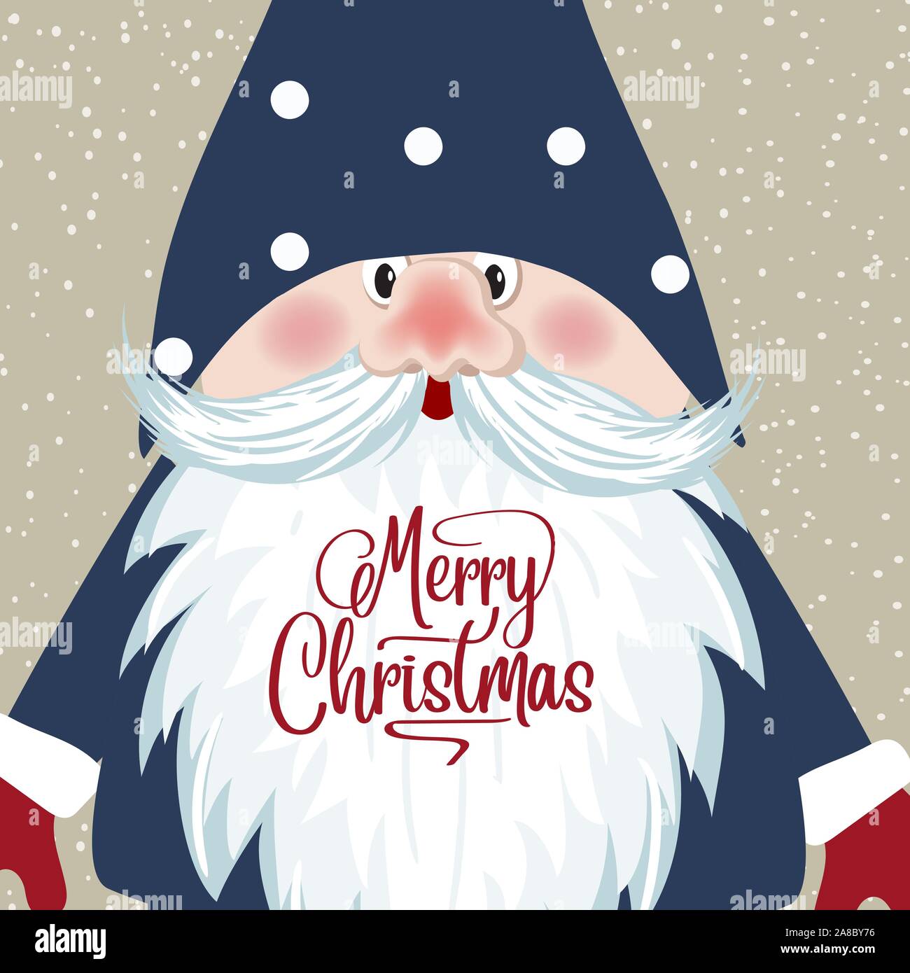 Weihnachtskarte mit Gnome. Retro Style Weihnachten Poster. Vektor Stock Vektor