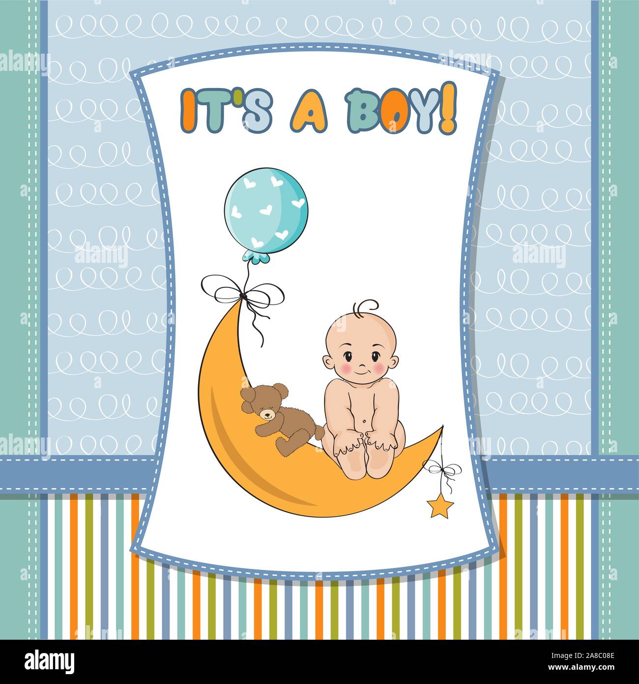 Baby Boy-Dusche-Karte Stock Vektor
