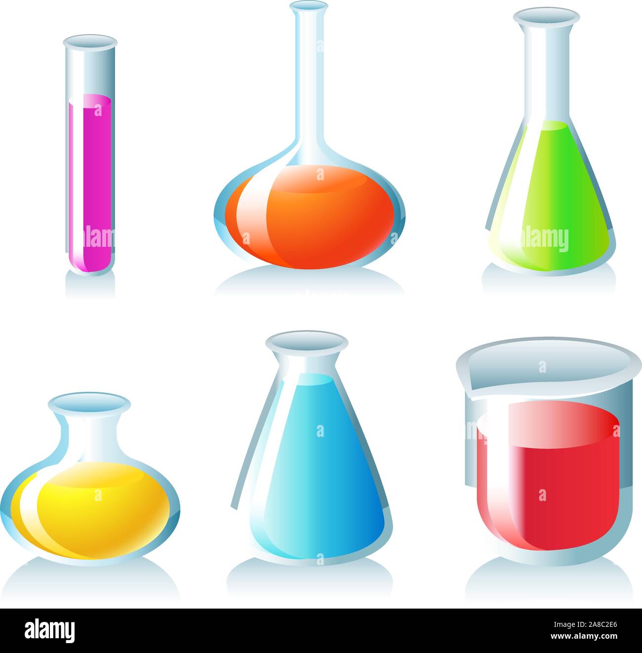 Reagenzglas Icon Set Chemie Chemiker Labor Chemiker Chemiker. Vector Illustration Cartoon. Stock Vektor