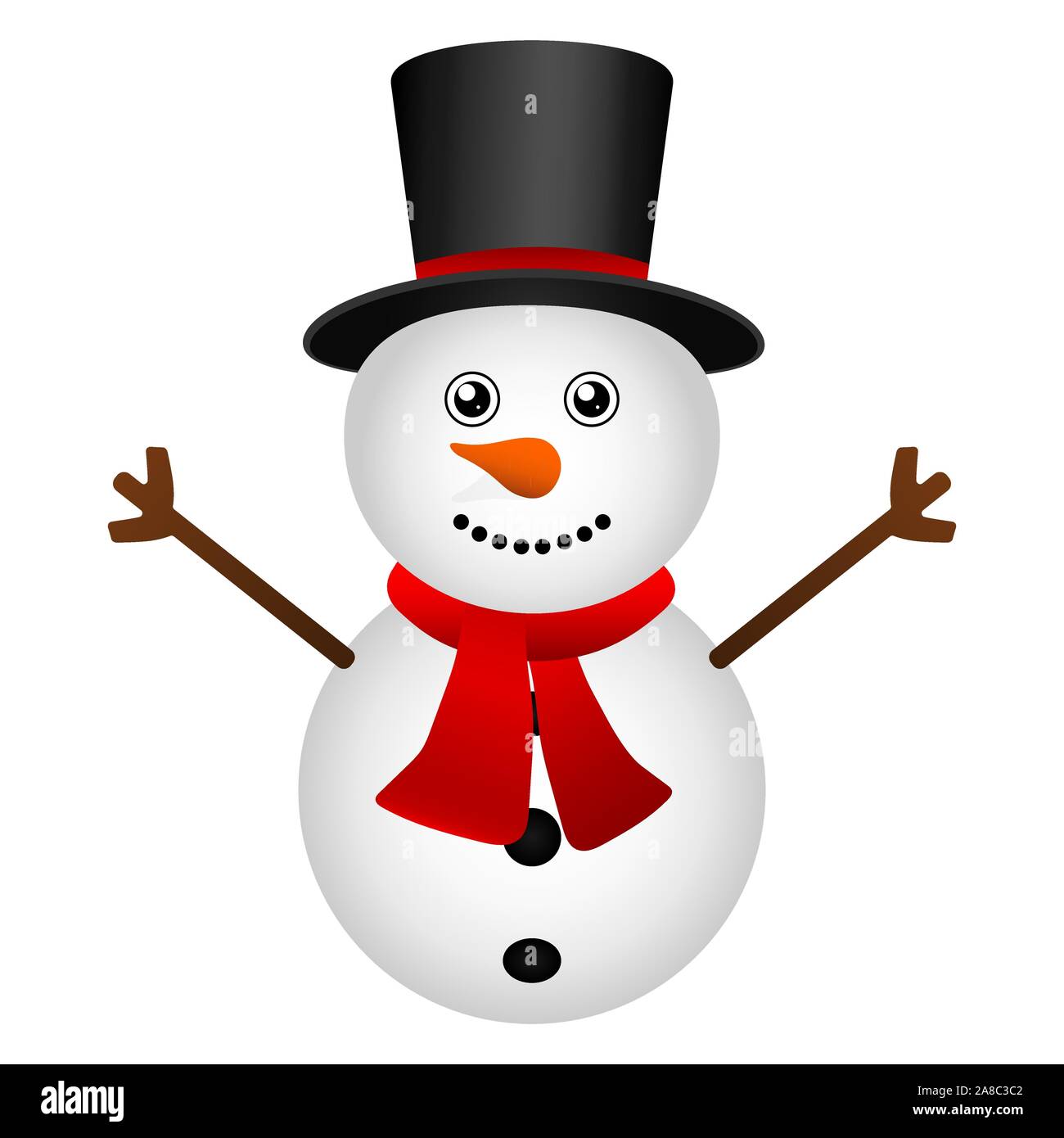 Lustige Weihnachten Schneemann Hut isoliert auf weiss Stock Vektor