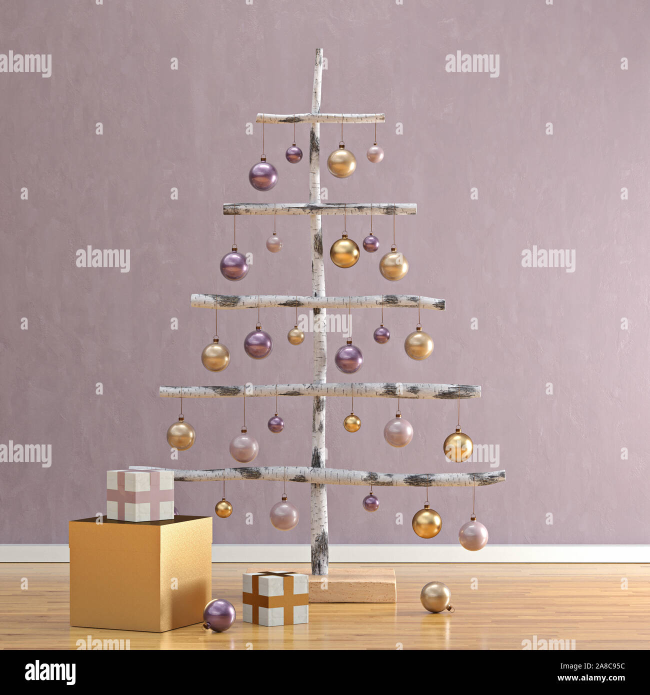 Weihnachtsbaum mit Parzellen Rendering Stockfoto