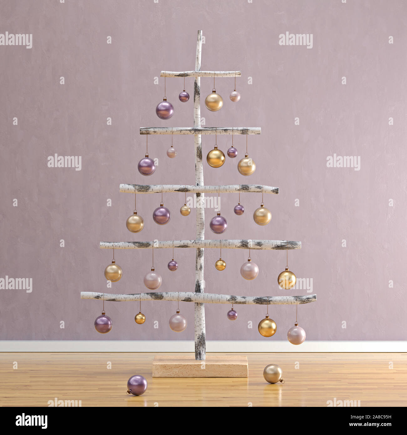 Weihnachtsbaum mit Parzellen Rendering Stockfoto