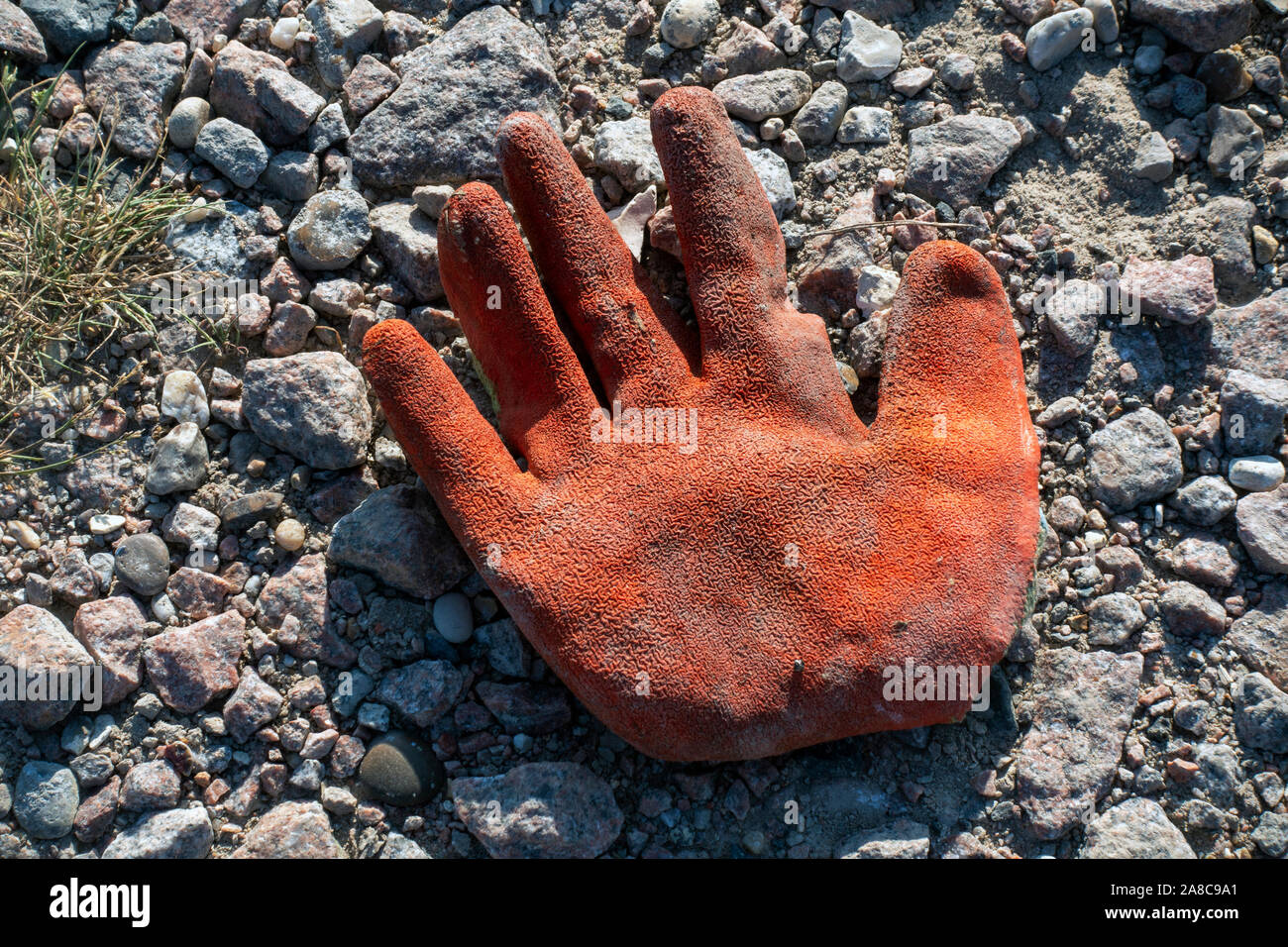 Des Arbeiters Gummihandschuh Stockfoto