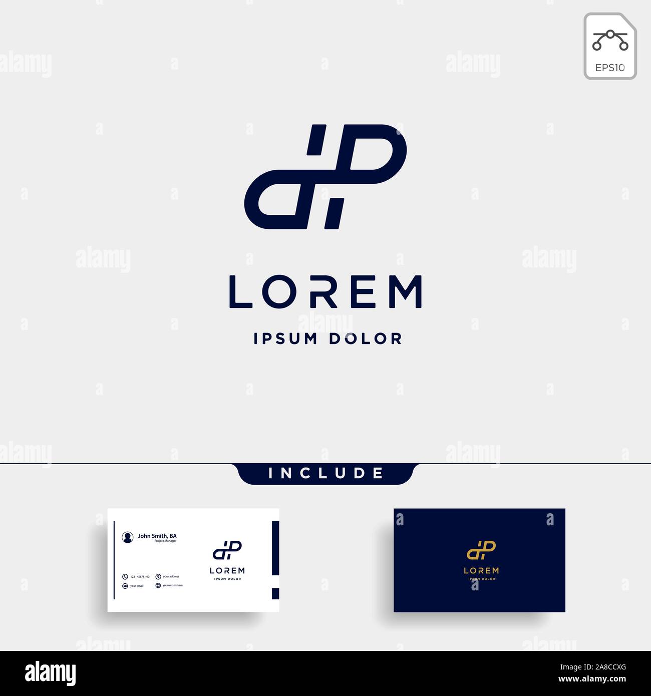 Schreiben DP-PD DHP Logo Design einfachen Vektor Stock Vektor