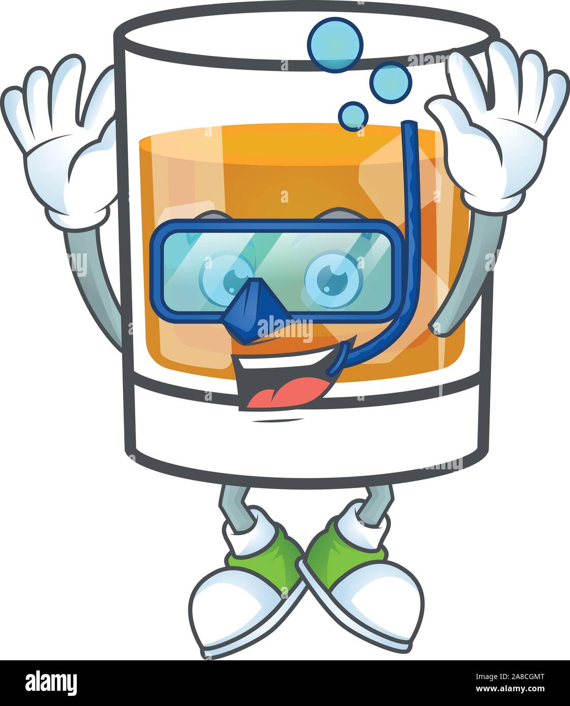 Whiskey im Glas mit Tauchen Maskottchen Stock Vektor