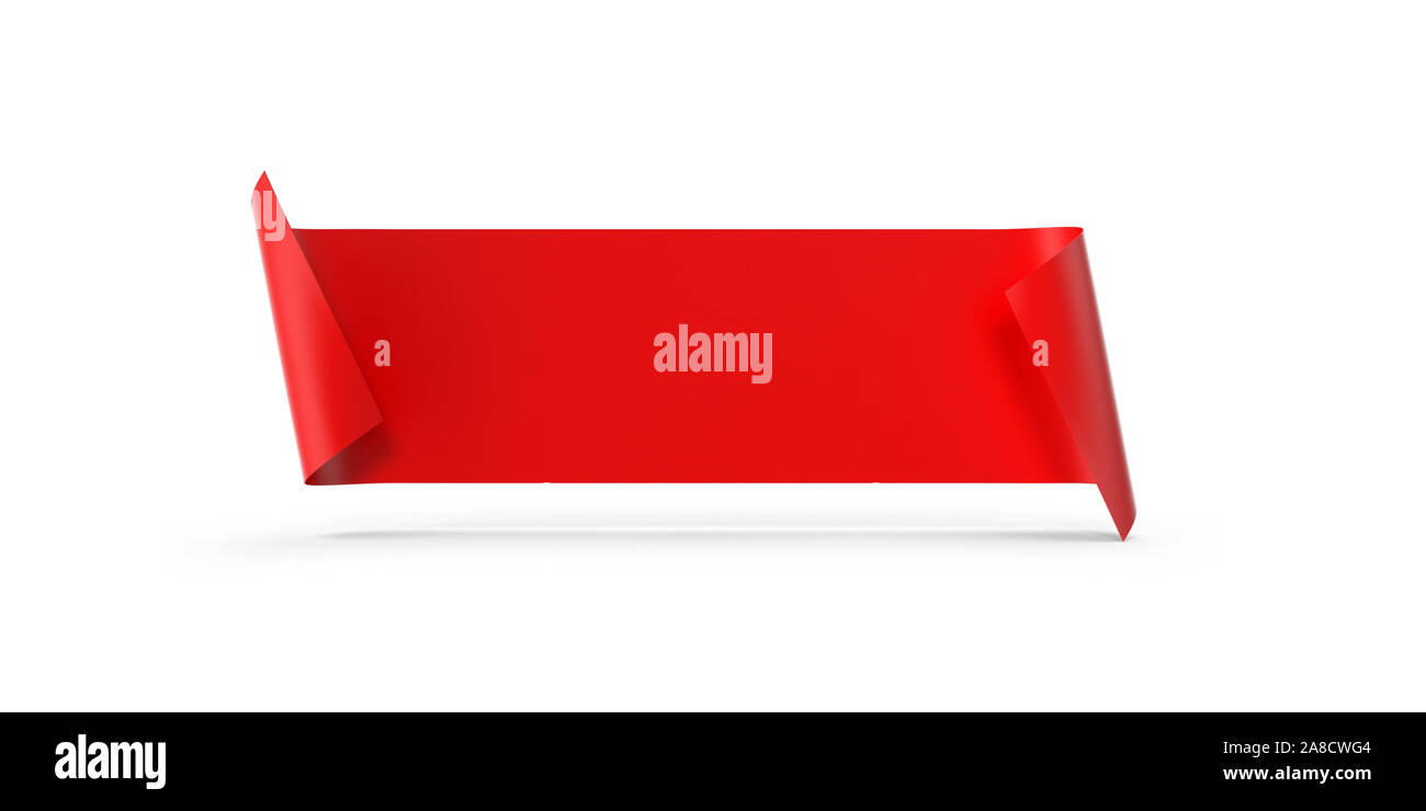 Realistische dreidimensionale ribbon Banner gegen den weißen Hintergrund. Hohe Bildqualität bereit für alle Bedürfnisse zuschneiden. 3D-Rendering. Stockfoto