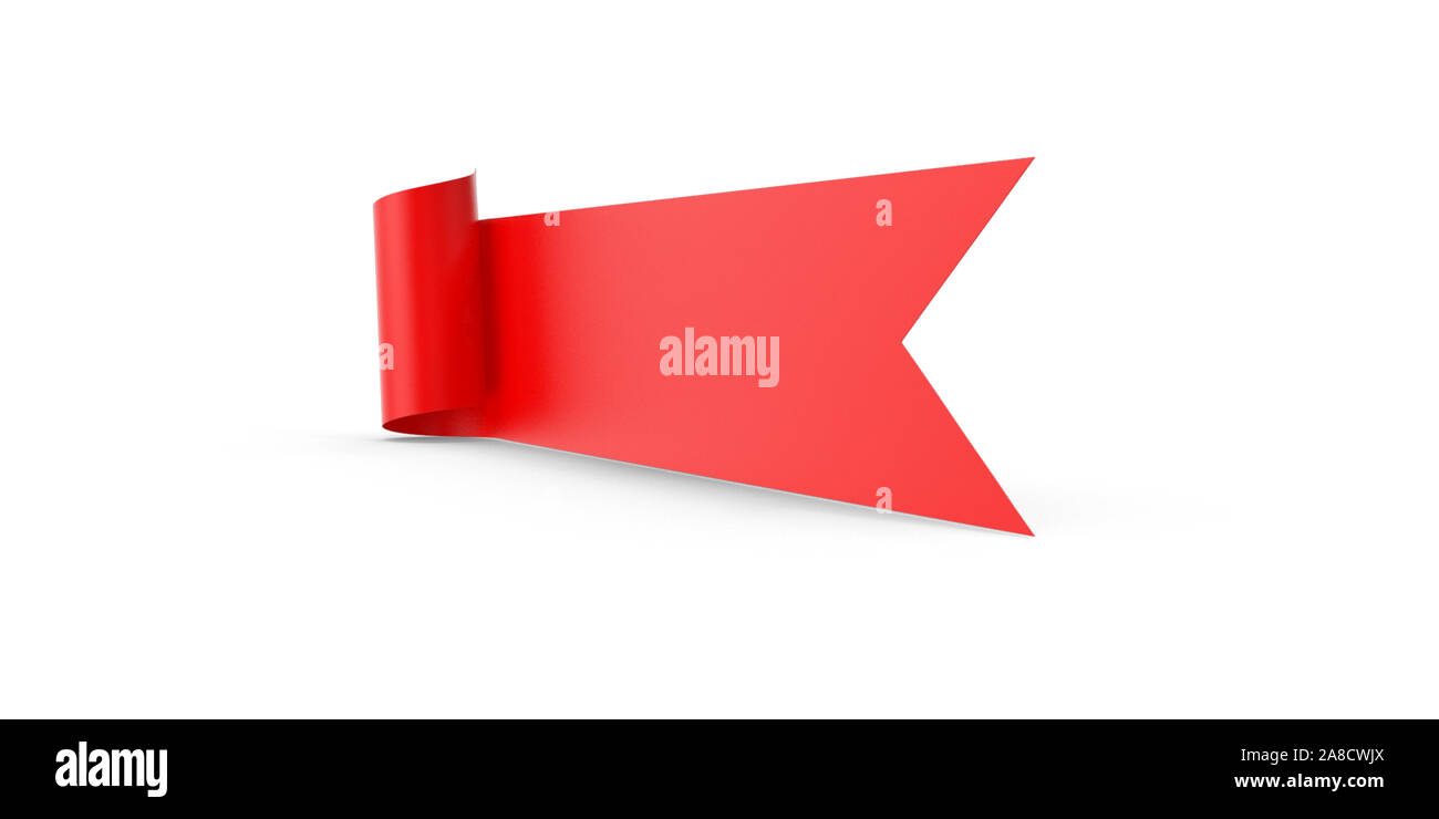 Realistische dreidimensionale ribbon Banner gegen den weißen Hintergrund. Hohe Bildqualität bereit für alle Bedürfnisse zuschneiden. 3D-Rendering. Stockfoto