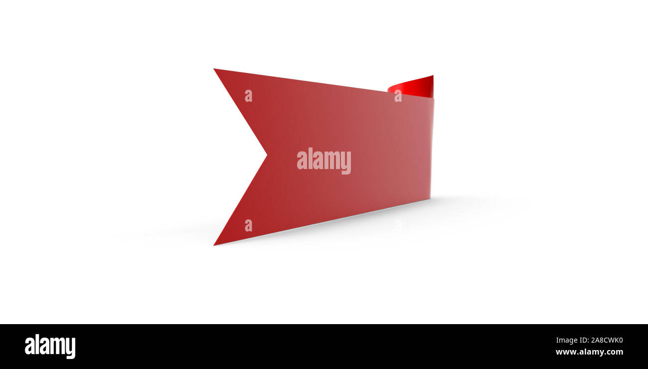 Realistische dreidimensionale ribbon Banner gegen den weißen Hintergrund. Hohe Bildqualität bereit für alle Bedürfnisse zuschneiden. 3D-Rendering. Stockfoto