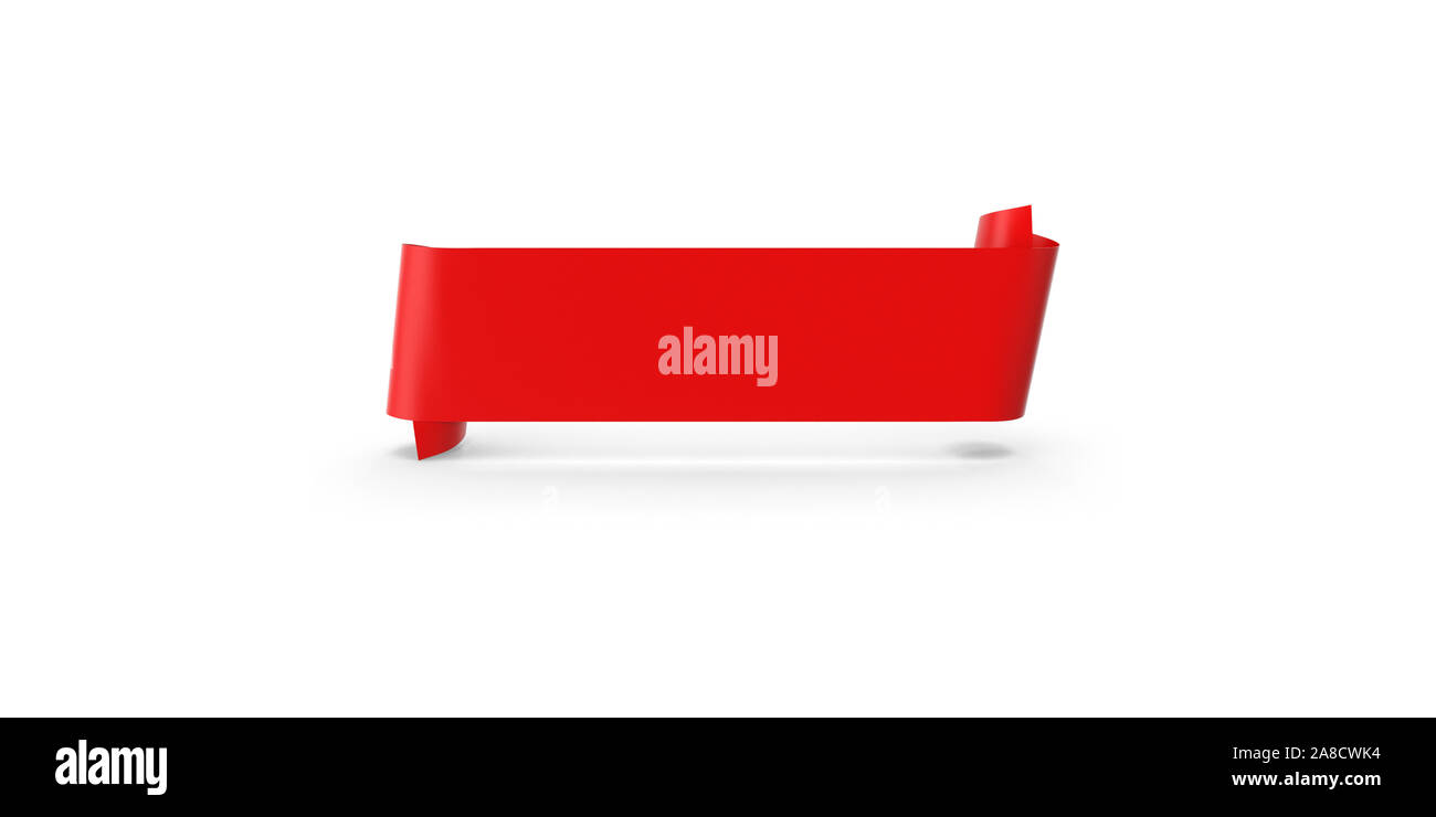 Realistische dreidimensionale ribbon Banner gegen den weißen Hintergrund. Hohe Bildqualität bereit für alle Bedürfnisse zuschneiden. 3D-Rendering. Stockfoto