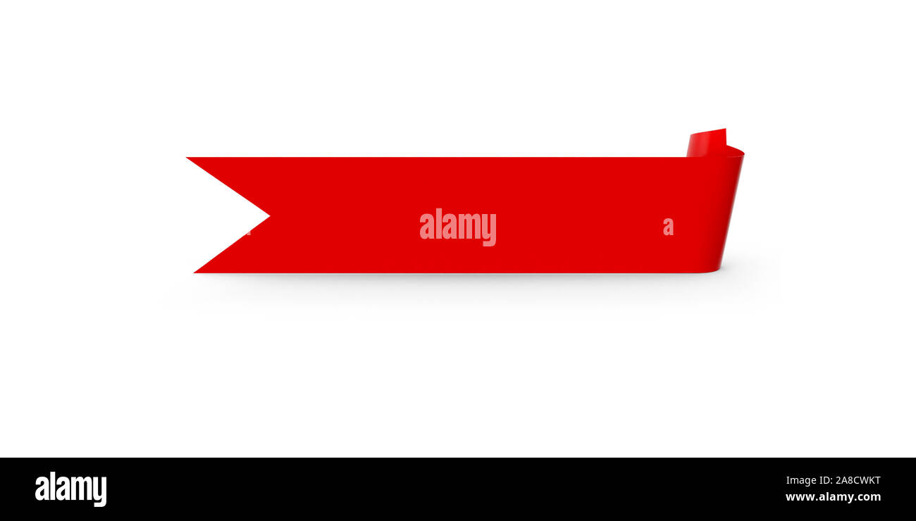 Realistische dreidimensionale ribbon Banner gegen den weißen Hintergrund. Hohe Bildqualität bereit für alle Bedürfnisse zuschneiden. 3D-Rendering. Stockfoto