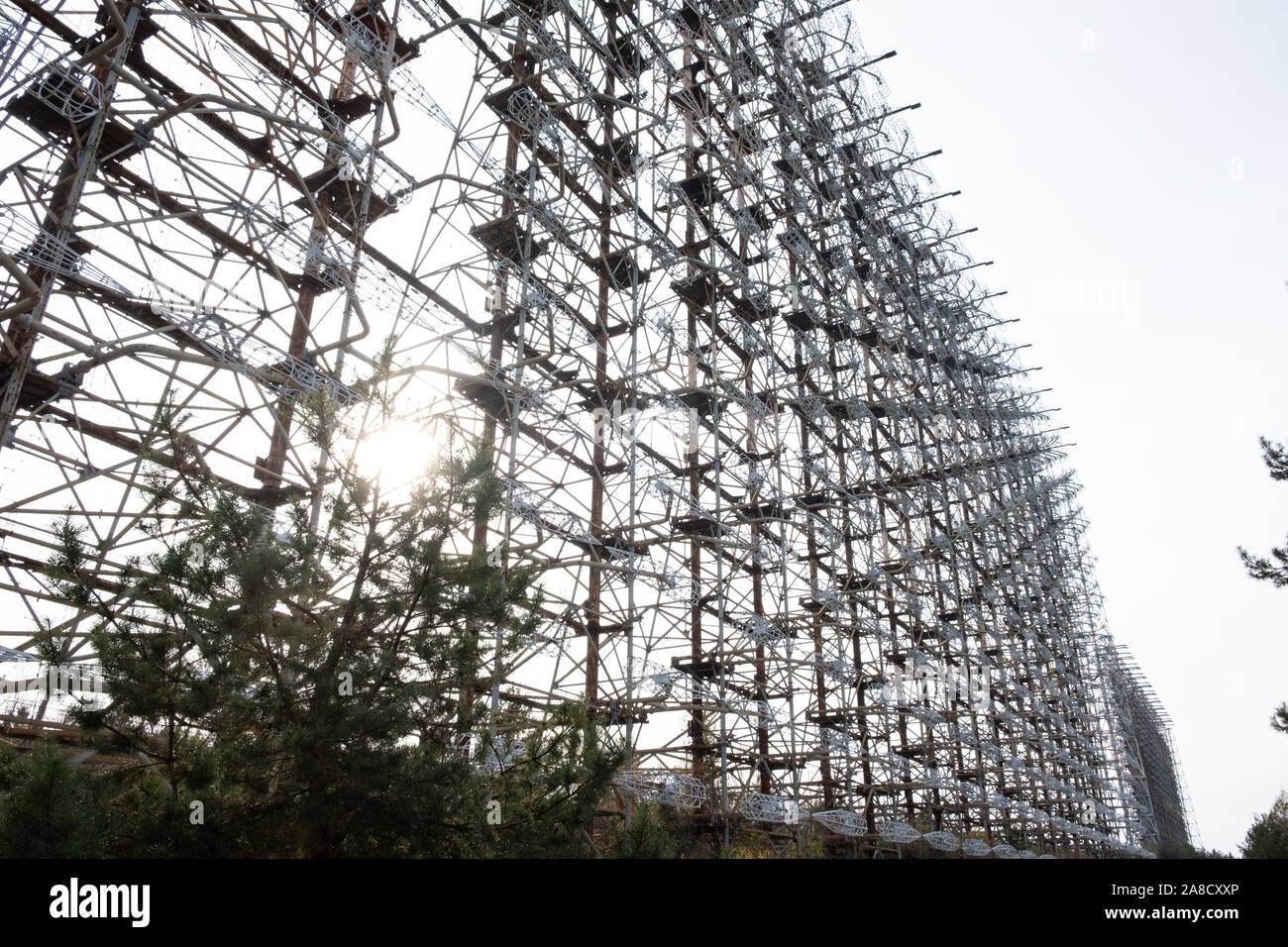 Duga-3 sowjetischen Radar in Tschernobyl Zone der Entfremdung, Ukraine Stockfoto