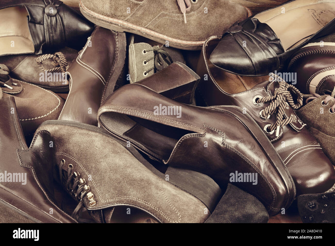 Gruppe der alten Schuhe verschiedene Design Stockfoto