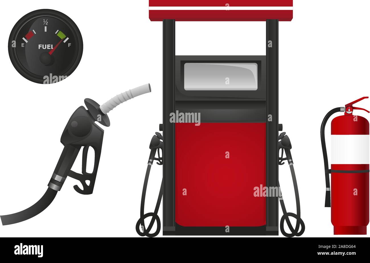 Tanken Sie Tankstelle petrochemischen Service Benzin Workshop Vektor-Illustration. Stock Vektor