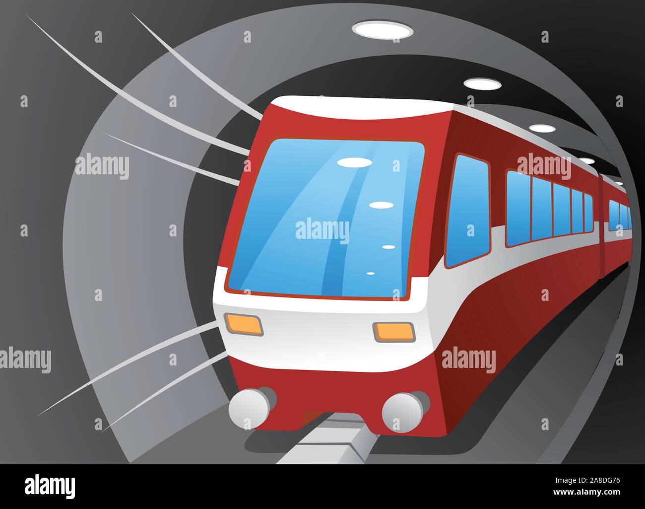 Comic-Illustration eines u-Bahn-Zuges. Stock Vektor