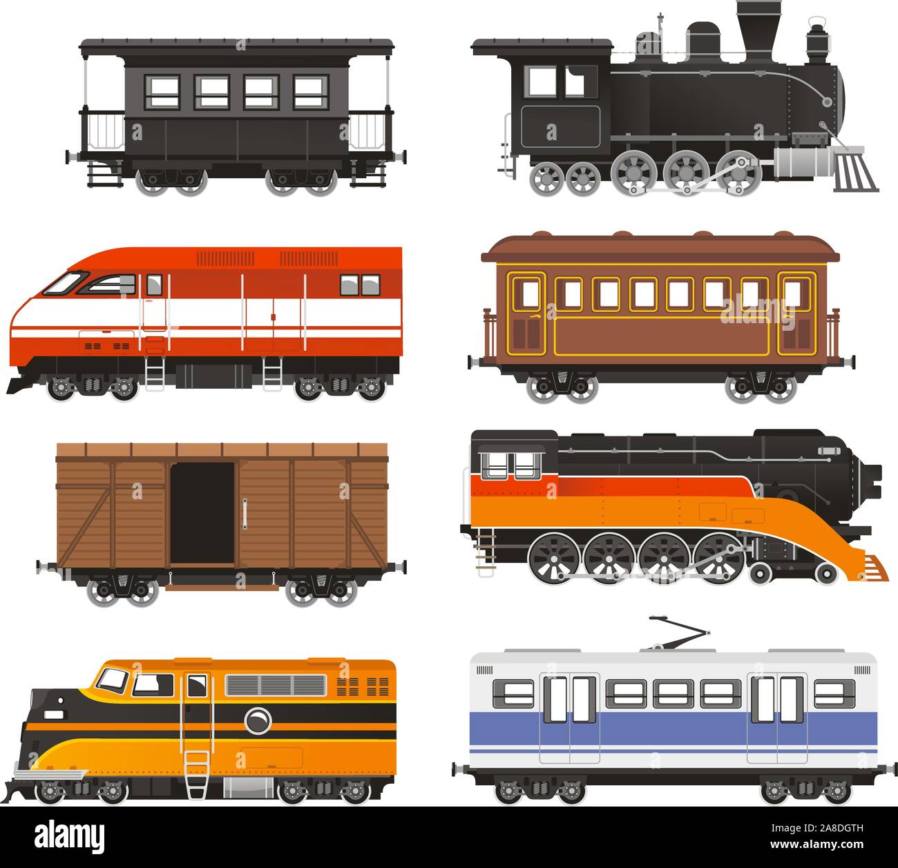 Lokomotive Transport Bahntransport-Vektor-Illustration zu trainieren. Stock Vektor