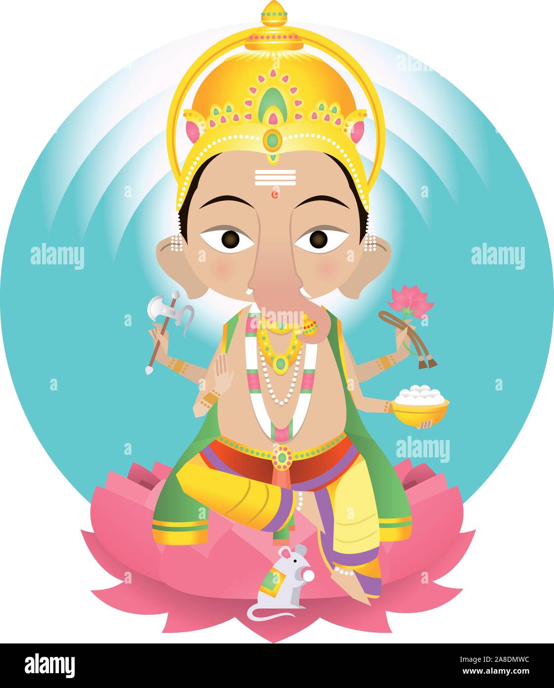 Ganesha oder ganapati verehrt als Remover von Hindernissen und generell als Herr der Anfänge und der Herr der Hindernisse, Patron der Künste und der Wissenschaften, ein Stock Vektor