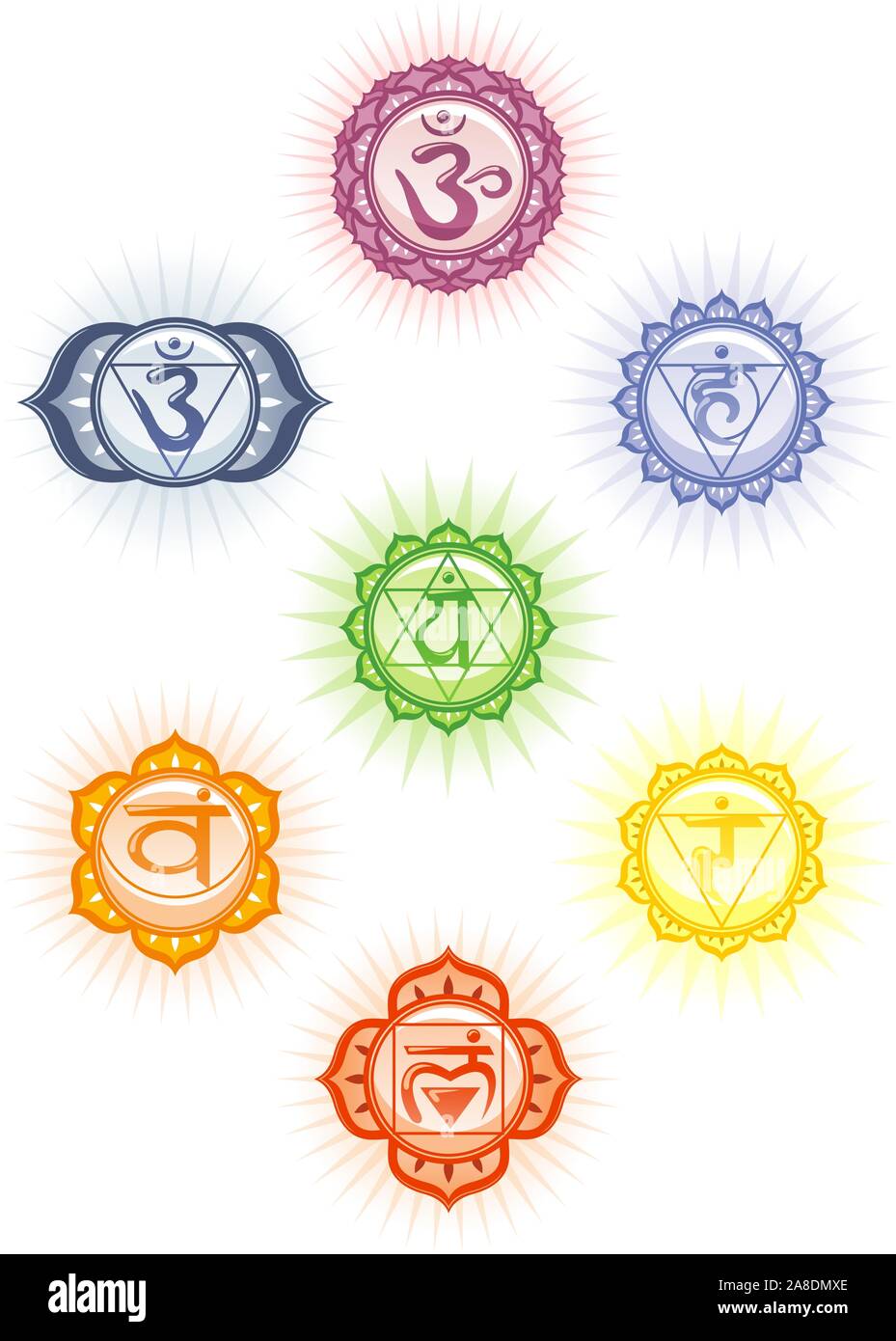 Chakren Icon Set Stock Vektor